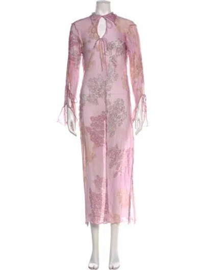 Pre-owned Acne Studios Floral Print Long Dress In Pink