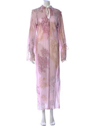 Pre-owned Acne Studios Floral Print Long Dress In Pink