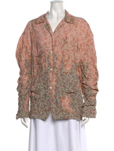 Pre-owned Acne Studios Floral Print Long Sleeve Blouse In Pink