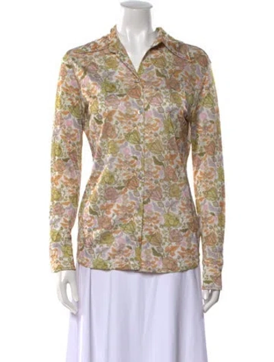 Pre-owned Acne Studios Floral Print Long Sleeve Button-up Top