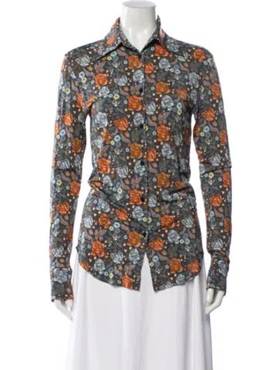 Pre-owned Acne Studios Floral Print Long Sleeve Button-up Top In Multi