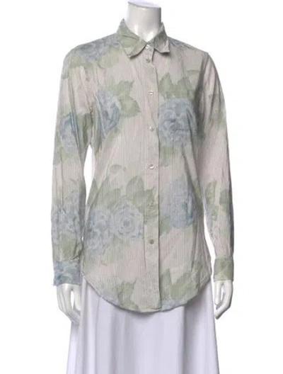 Pre-owned Acne Studios Floral Print Long Sleeve Button-up Top In Neutral