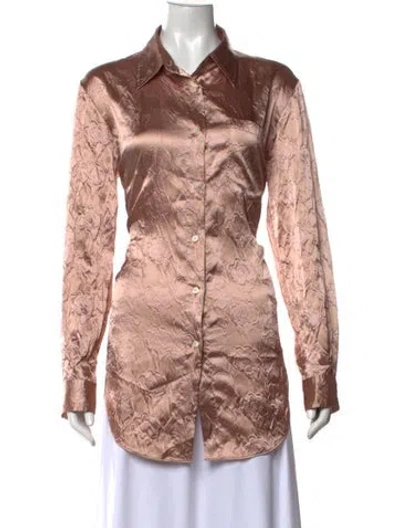 Pre-owned Acne Studios Floral Print Long Sleeve Button-up Top In Pink