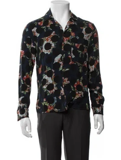 Pre-owned Acne Studios Floral Print Long Sleeve Shirt In Black/blue