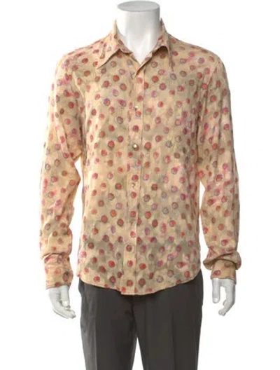 Pre-owned Acne Studios Floral Print Long Sleeve Shirt In Neutrals