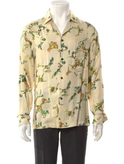 Pre-owned Acne Studios Floral Print Long Sleeve Shirt In Yellow