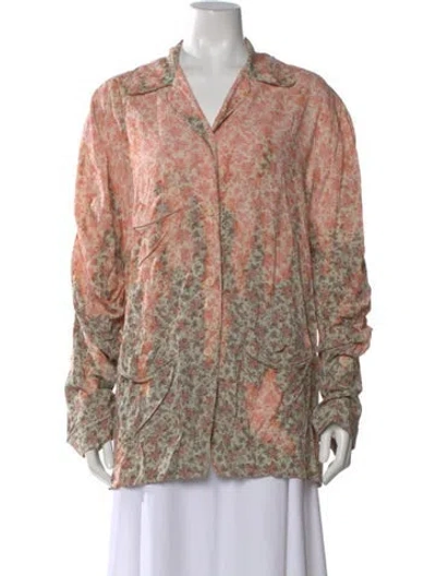 Pre-owned Acne Studios Floral Print Long Sleeve Top In Pink