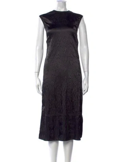 Pre-owned Acne Studios Floral Print Midi Length Dress In Black