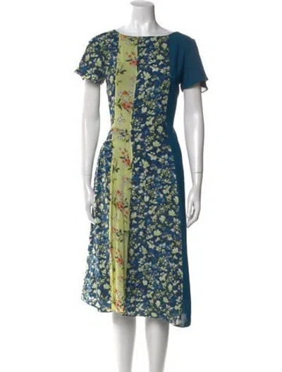 Pre-owned Acne Studios Floral Print Midi Length Dress In Blue