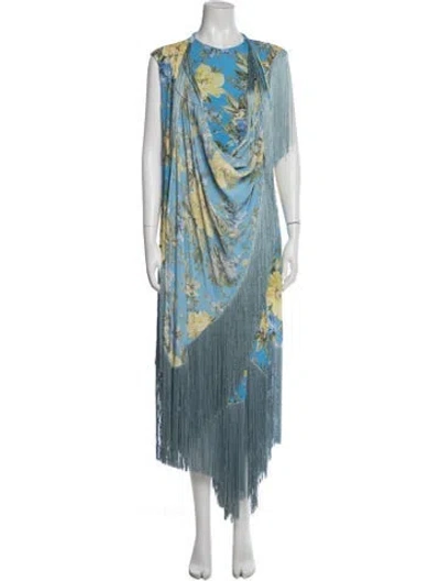 Pre-owned Acne Studios Floral Print Midi Length Dress In Blue