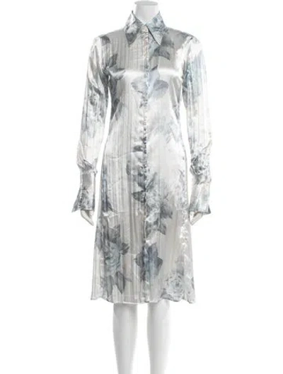 Pre-owned Acne Studios Floral Print Midi Length Dress In Blue
