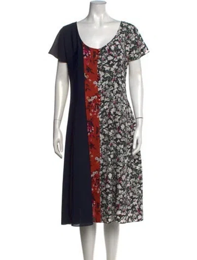 Pre-owned Acne Studios Floral Print Midi Length Dress In Blue
