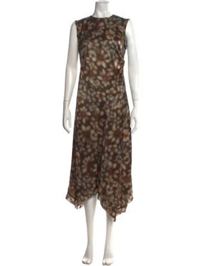 Pre-owned Acne Studios Floral Print Midi Length Dress In Brown