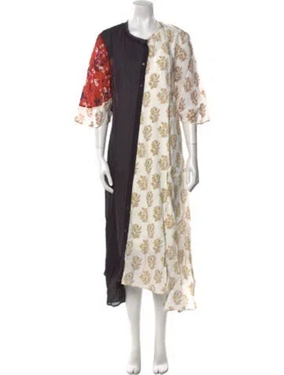 Pre-owned Acne Studios Floral Print Midi Length Dress In Neutral