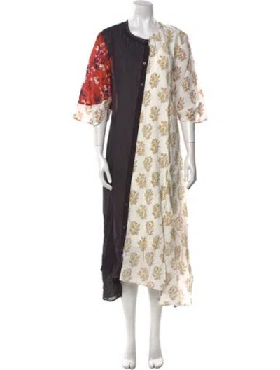 Pre-owned Acne Studios Floral Print Midi Length Dress In Neutral