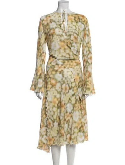 Pre-owned Acne Studios Floral Print Midi Length Dress W/ Tags In Neutral