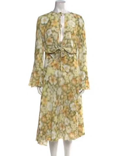 Pre-owned Acne Studios Floral Print Midi Length Dress W/ Tags In Yellow