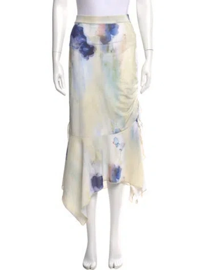 Pre-owned Acne Studios Floral Print Midi Length Skirt In Yellow
