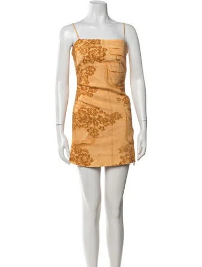 Pre-owned Acne Studios Floral Print Mini Dress In Gold