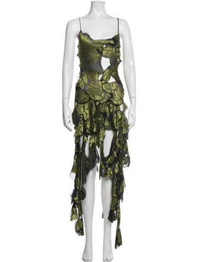Pre-owned Acne Studios Floral Print Mini Dress In Green