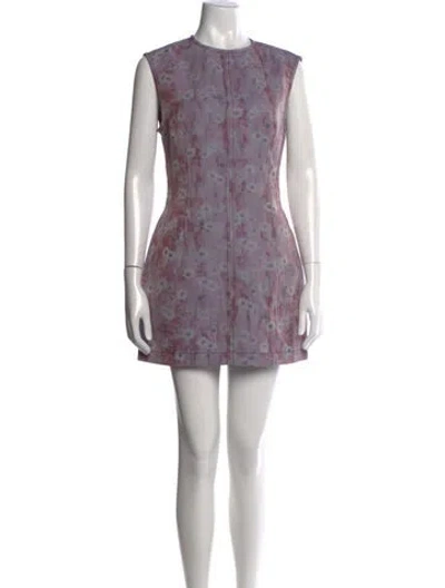 Pre-owned Acne Studios Floral Print Mini Dress In Purple