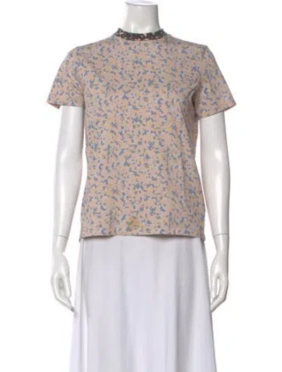 Pre-owned Acne Studios Floral Print Mock Neck T-shirt In Gray