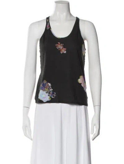Pre-owned Acne Studios Floral Print Scoop Neck Top In Gray