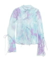 Acne Studios Printed Cotton And Silk Chiffon Top In Blue