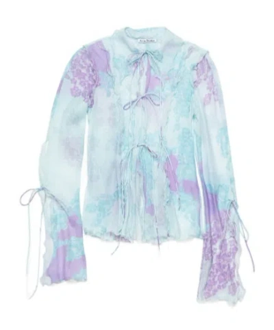 ACNE STUDIOS FLORAL-PRINT SEMI-SHEER SHIRT