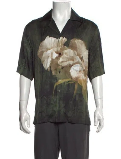 Pre-owned Acne Studios Floral Print Short Sleeve Shirt In Black