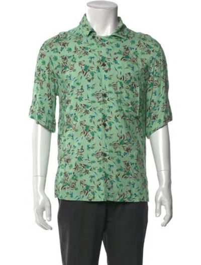 Pre-owned Acne Studios Floral Print Short Sleeve Shirt In Green