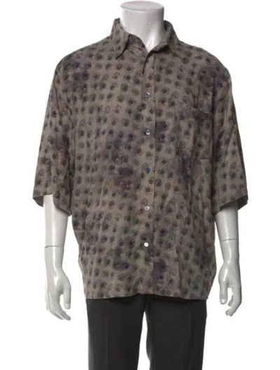 Pre-owned Acne Studios Floral Print Short Sleeve Shirt In Purple