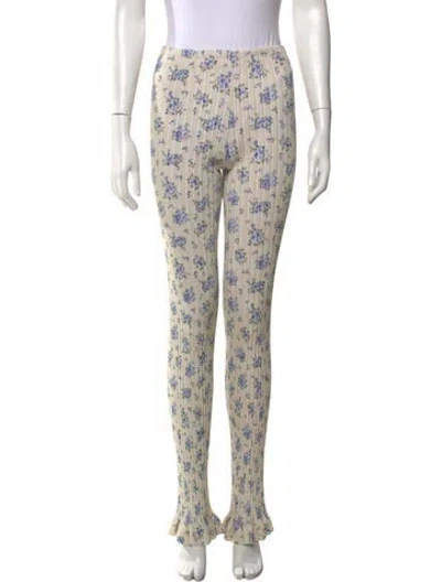 Pre-owned Acne Studios Floral Print Straight Leg Pants In Blue/neutrals