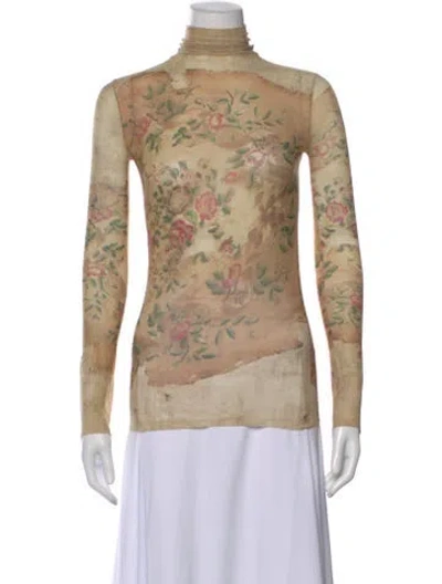 Pre-owned Acne Studios Floral Print Turtleneck Top In Neutral