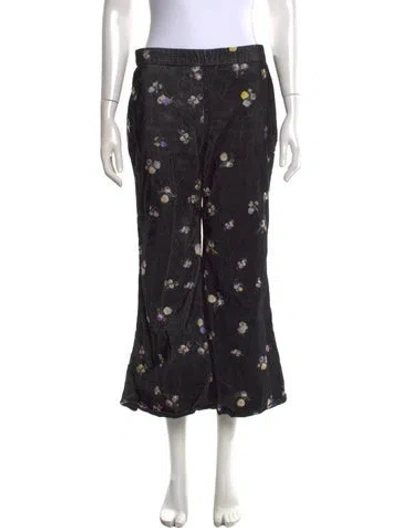 Pre-owned Acne Studios Floral Print Wide Leg Pants In Black