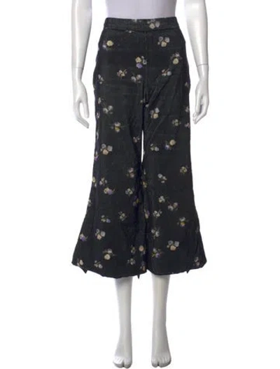 Pre-owned Acne Studios Floral Print Wide Leg Pants In Black