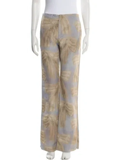 Pre-owned Acne Studios Floral Print Wide Leg Pants In Gray