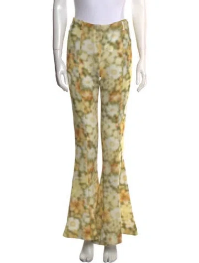 Pre-owned Acne Studios Floral Print Wide Leg Pants In Green
