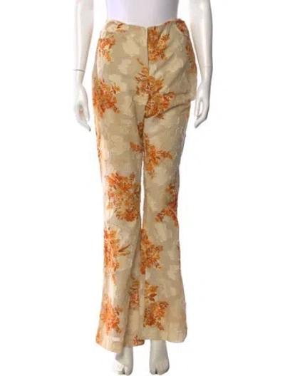 Pre-owned Acne Studios Floral Print Wide Leg Pants In Neutral