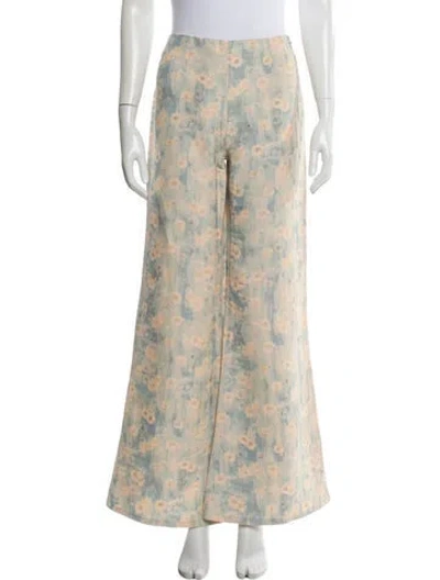 Pre-owned Acne Studios Floral Print Wide Leg Pants In Neutral