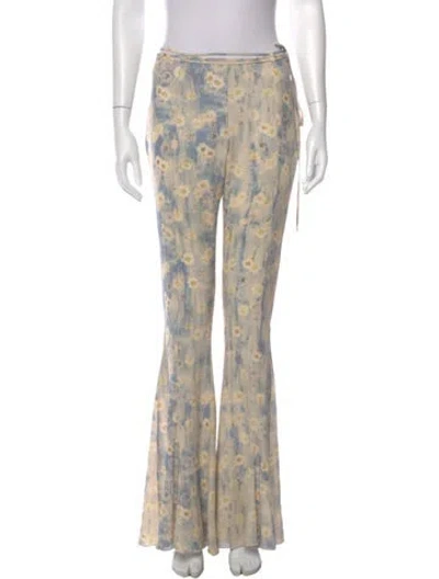 Pre-owned Acne Studios Floral Print Wide Leg Pants In Neutral