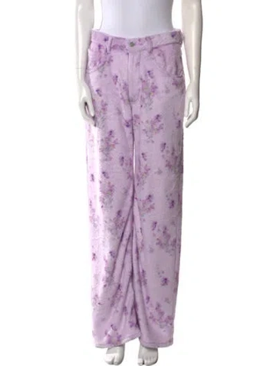 Pre-owned Acne Studios Floral Print Wide Leg Pants In Purple