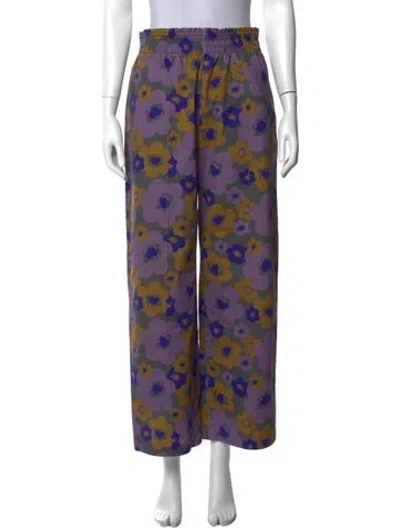 Pre-owned Acne Studios Floral Print Wide Leg Pants In Purple