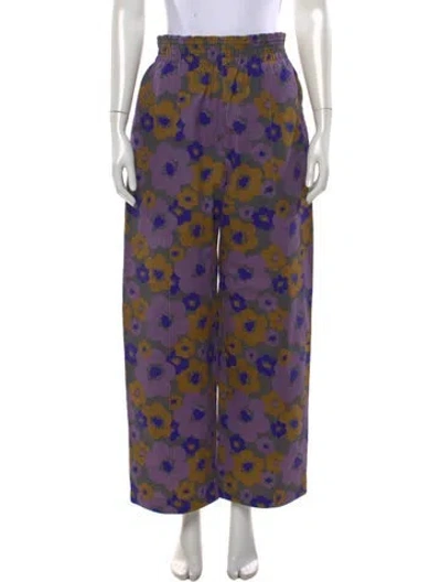 Pre-owned Acne Studios Floral Print Wide Leg Pants In Purple