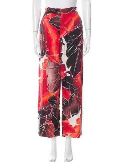 Pre-owned Acne Studios Floral Print Wide Leg Pants In Red