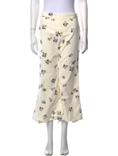 Pre-owned Acne Studios Floral Print Wide Leg Pants In White