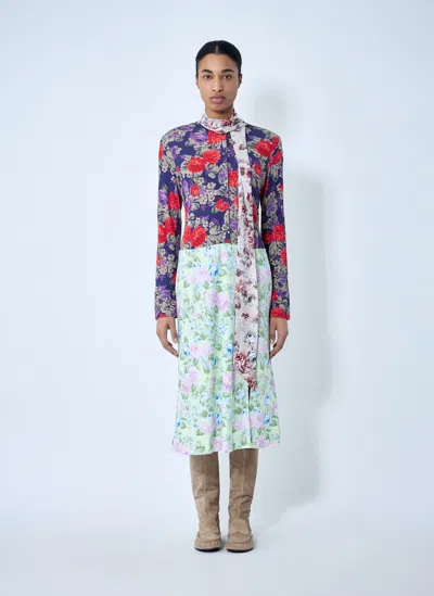Acne Studios Floral Printed Midi Dress In Purple