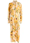 Acne Studios Orange Button-up Printed Midi Dress In Orange