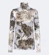 Acne Studios Floral Turtleneck Top In Blue