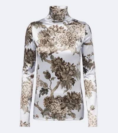 Acne Studios Floral Turtleneck Top In Blue